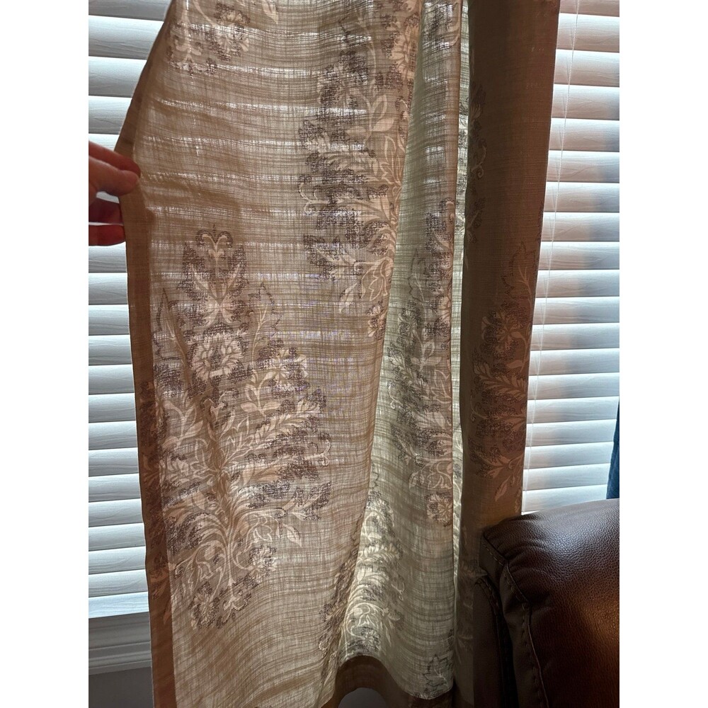 Allen + Roth Set of 6 Jacquard Damask Curtain Panels Sage Gray 50x84 Cotton